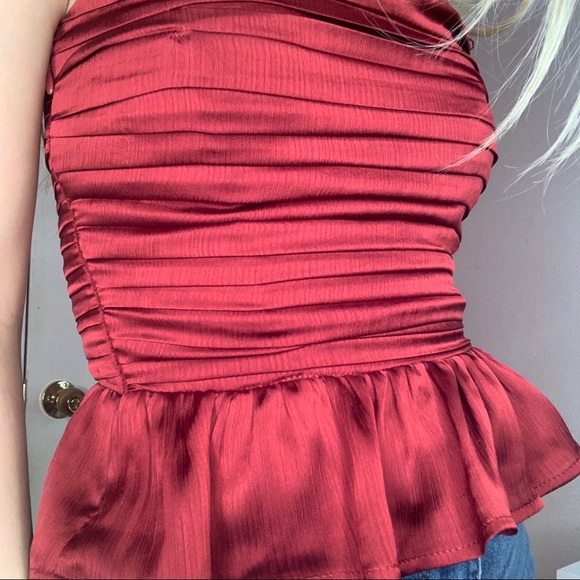 H&M Maroon Red Blouse Top SZ: 0 - Picture 8 of 8